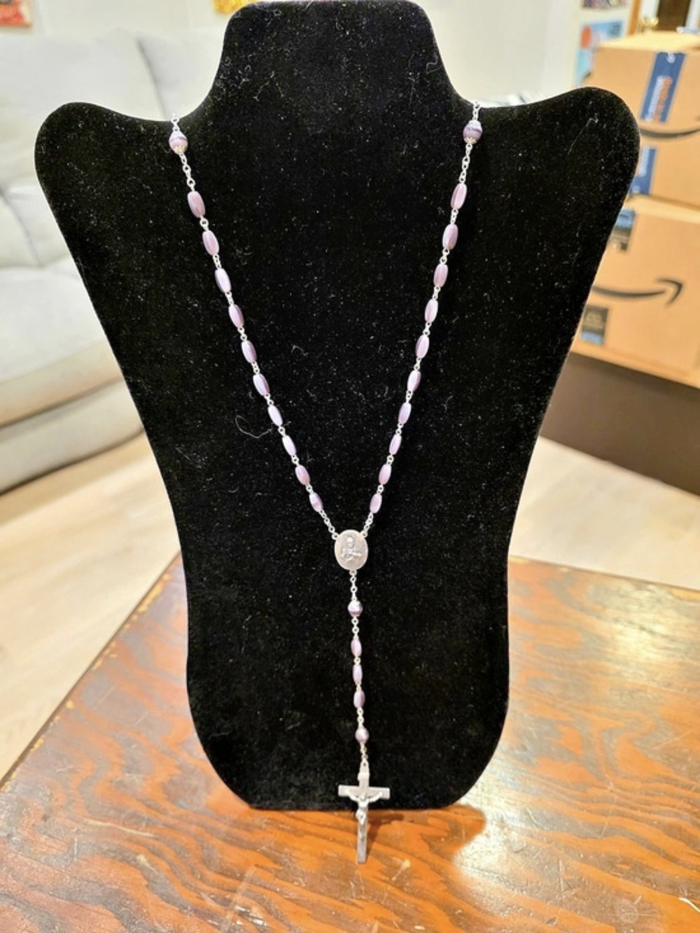 Vintage Silver And Purple Rosary